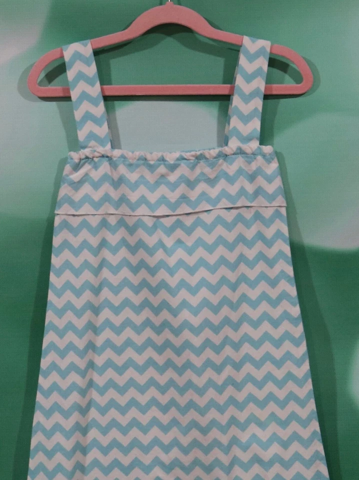 Maxi Vestido Chevron Azul Y Blanco Lolly Wolly Doodle Talla 8 Niñas Foto 2 de 3