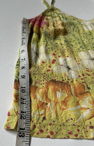 Jams World Womens Sz S Hawaiian Floral Adjust Strap Rayon Leilani Tank Top V Nec - Picture 7 of 7