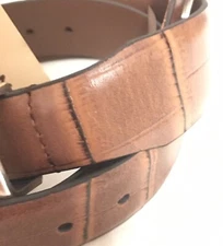 Enmon Brown Leather Belt Silver Tone Rustic Western Buckle Size 46 Dad Or Grad