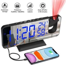 7.3" LED-Projection-Alarm Clock Digital Clock with 180° Projector Snooze Bedside