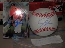 FORREST WHITLEY AUTOGRAPHED BALL + 2017 BOWMAN #TP-FW CARD HOUSTON ASTROS ROOKIE