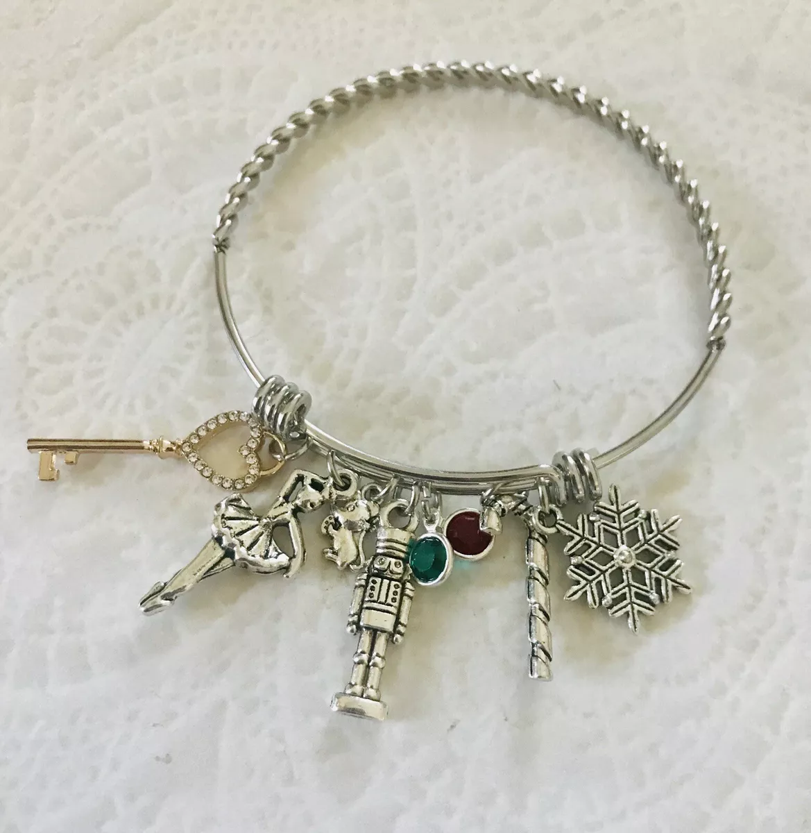 Nutcracker Ballet Bangle Charms Charm Bracelet Stainless Steel