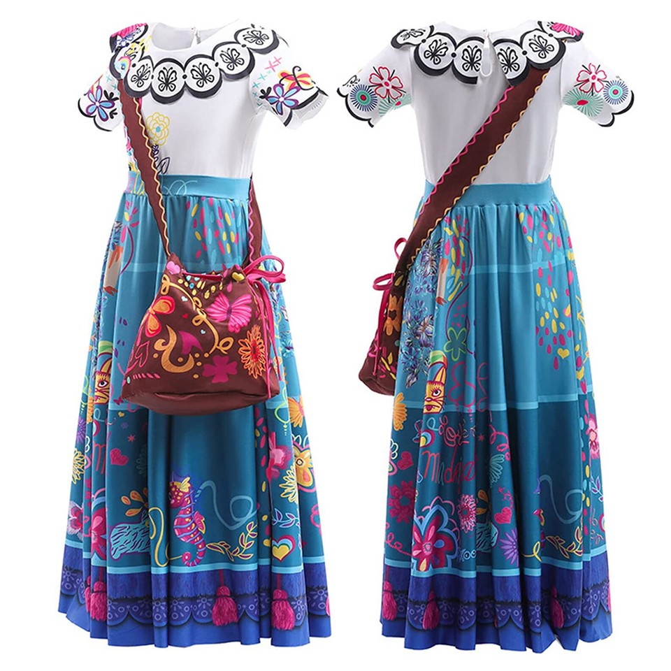 Kids Girls Princess Dress Up Encanto Mirabel Costume Cosplay Party
