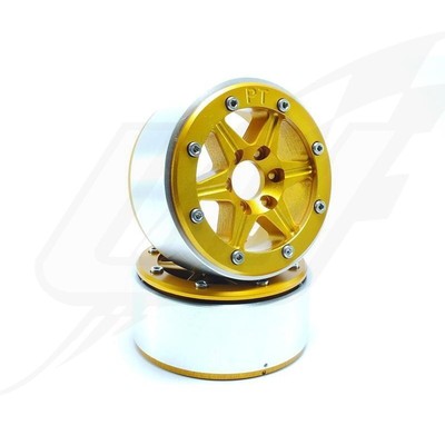 FR- Metsafil Beadlock Wheels SIXSTAR Gold/Gold 1.9 (2) w/o Hub - MT5010GOGO