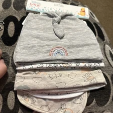 NEW - Disney Baby Winnie The Pooh 6 Piece Set Hats & Bibs Light Gray