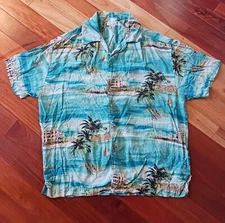 Citron Santa Monica Hawaiian Shirt Size M Multicolor Floral Short Sleeve Flawed