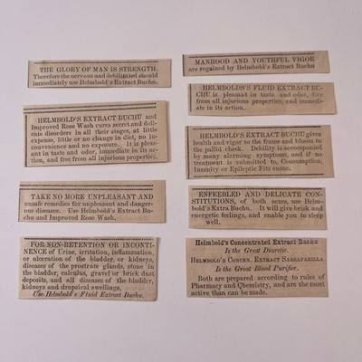 Hembold's Fluid Extract Buchu Lot of 9 Ads 1867 Ad AG8-M5