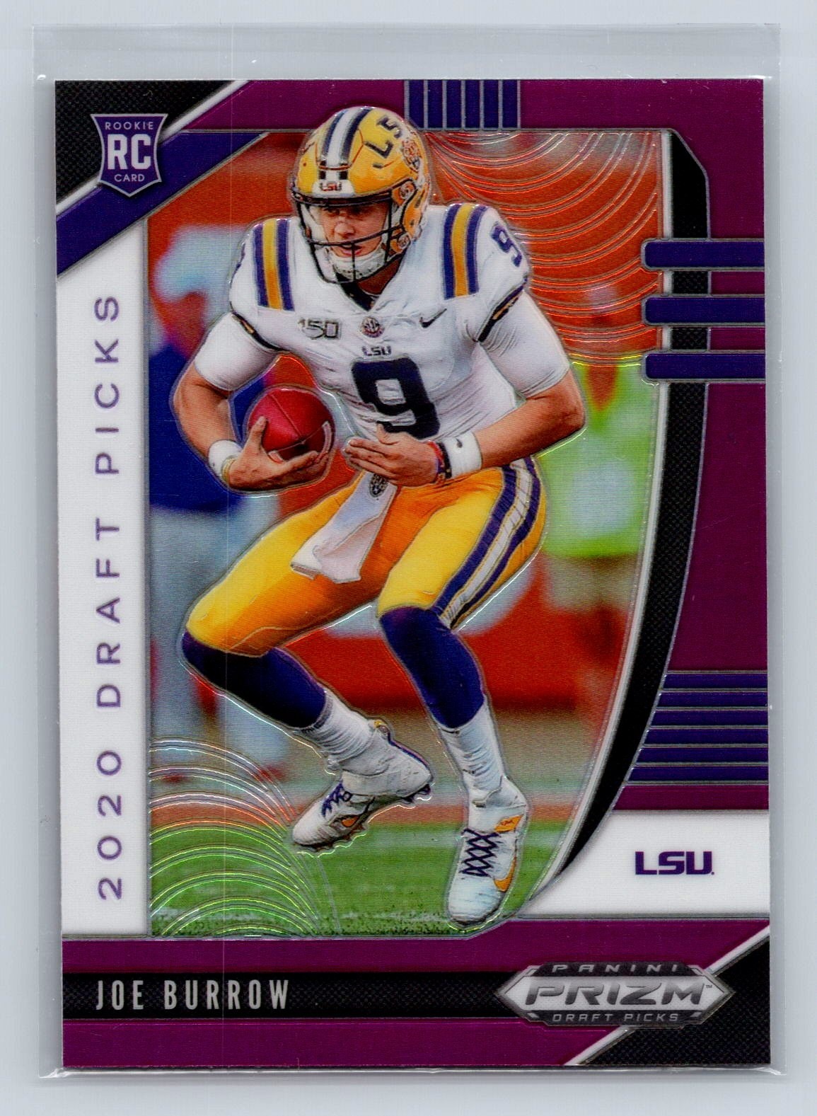2020 Panini Prizm Draft Picks Joe Burrow Purple Prizm Rookie 105