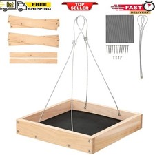 Platform Bird Feeder for Outdoor, Eco-Friendly Wood Hanging Tray Bird Feeders  Du