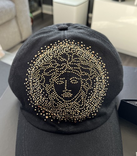 Gianni Versace Black Gold Stud Medusa Hat Cap 58 Rare Medusa Baseball - Bild 2 von 11