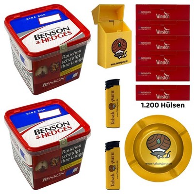 Benson & Hedges Red Volumentabak Giga Box 2x 255g, Winston Hülsen, Metallascher