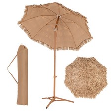 6.5 FT Hula Thatched Tiki Beach Umbrella 30 Tilting Hawaiian Style Umbrella