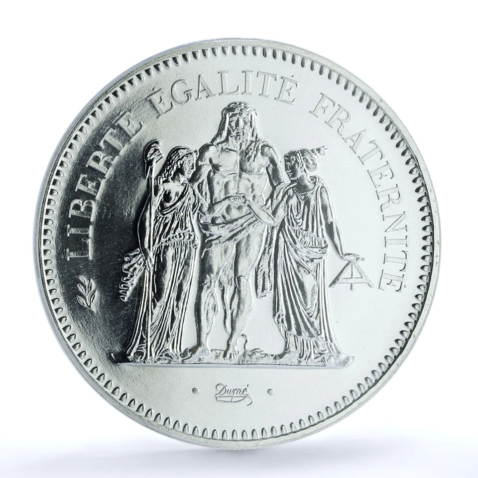 Francia 50 francos Hércules KM-941.1 Gad-882 F-427 MS 67 PCGS moneda de plata 1977 Foto 3 de 4