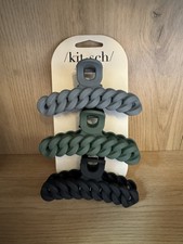 KITSCH - Eco-Friendly Chain Claw Clip 3pc Set - Black/Moss