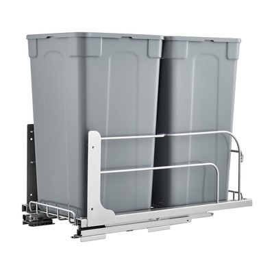 27 Qt x 2 Double Pullout Waste Container Kitchen Trash Can with Soft Close Grey