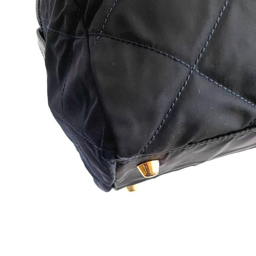 Prada Quilted Nylon Saffiano Leather Mini Bag Dark Navy Chain Strap - Picture 9 of 19