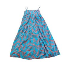 J. Crew Lobster Print Tiered Maxi Dress Blue Red 6P Cotton Sundress Tie Back