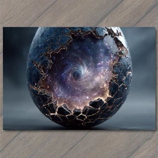 Art Print Cracked Cosmic Egg Swirling Galaxy Inside Universe Birth Space Energy