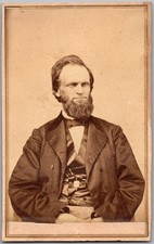 Antique CDV Circa 1860s Wm. Nims Bearded Man in Suit Fort Edward NY