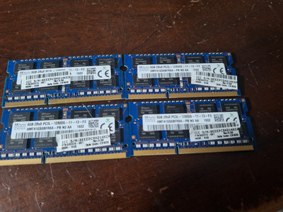 Lot of 4- SK HYNIX 8GB 2RX8 PC3L-12800S-11-13-F3 LAPTOP RAM HMT41GS6BFR8A-PB