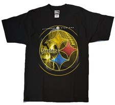 Vintage Y2K Pittsburgh Steelers T Shirt Graphic Black Pro Player Sz Medium USA