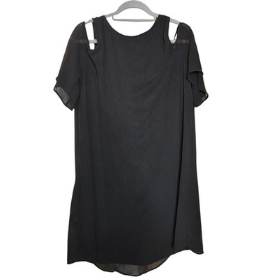 Tacera Women Black Cold Shoulder Keyhole Shift Dress Silver Bar Whimsigoth