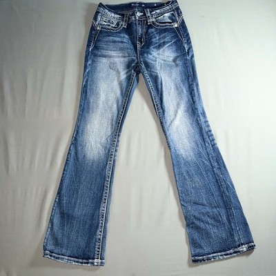 Miss Me Jeans Blue Curvy Boot Cut Denim Pant Embroidery  Size 26