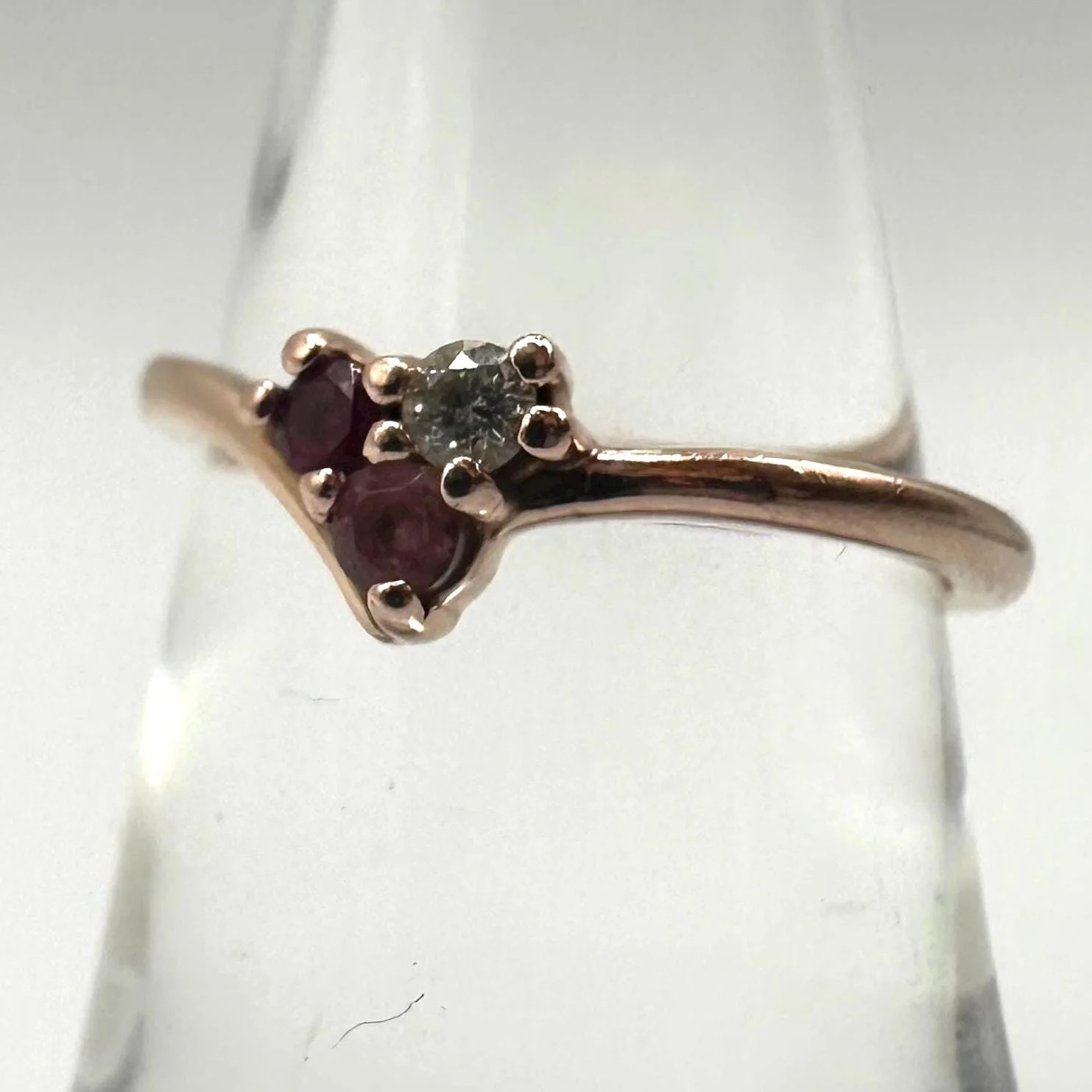 Solid 14K Rose Gold Ring with Ruby, Pink Sapphire… - image 6