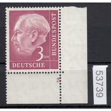Bund 1954, Mich.-Nr.: 196 v **  FN 2  Eckrand geriffeltes  gummi   Z&auml;hnung B