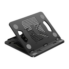 Black Plastic Laptop Holder Foldable Tablet Bracket with Heat Dissipation