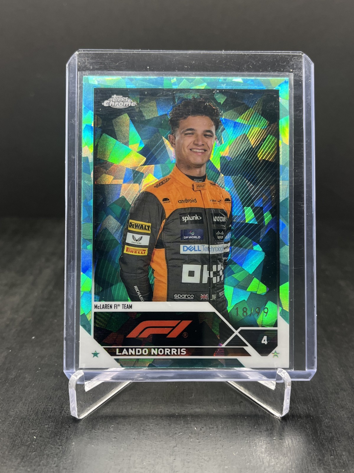 2023 Topps Chrome Sapphire Formula 1 F1 Lando Norris Portrait Aqua 18/99 #25