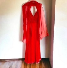 Dave and Johnny Spaghetti Strap Lace Dress Prom Gown w/ Sheer Shawl Cape Sz 0