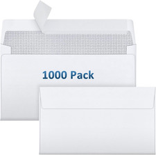 1000 Pack 6-3/4 Security Envelopes Self Seal - 3-5/8 X 6-1/2 Inch White Busines