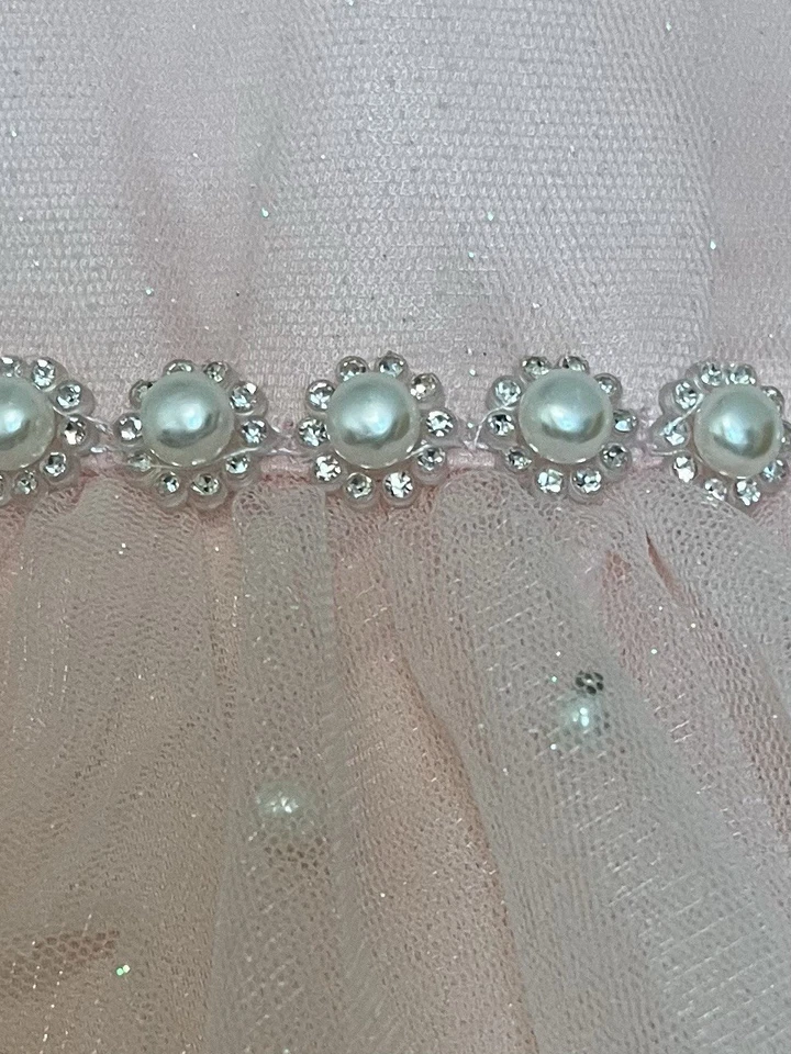 Precioso Vestido Princesa Americana Brillante Tul Perlas Estrás 3T Usado Una Vez Foto 4 de 4