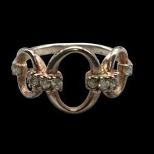 Sterling Silver Clear Gemstone Ring Size 7.5, Three Stone And Ring Design 3.00g