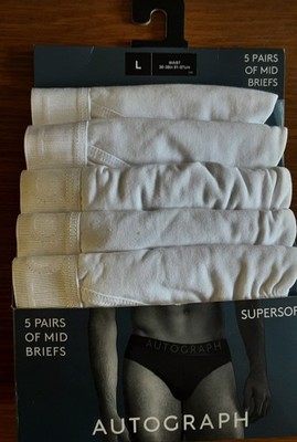 M&S Autograph Supersoft Mid Briefs - White - Size Large