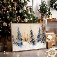 Winter Wall Art Vintage Christmas Tree Wall Decor Canvas Poster Ready To Hang 71