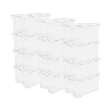 Sterilite 48 Qt Hinged Lid Storage Box Plastic Stackable Bin with Lid, 12 Pack