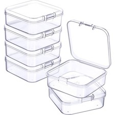 6-Piece Mini Plastic Clear Bead Storage Box Container Organizer for Small Items