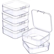 6-Piece Mini Plastic Clear Bead Storage Box Container Organizer for Small Items