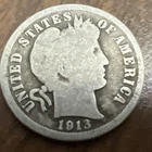 1913 Barber Liberty Head Dime 90% silver Actual coin Worth To Fill A Spot