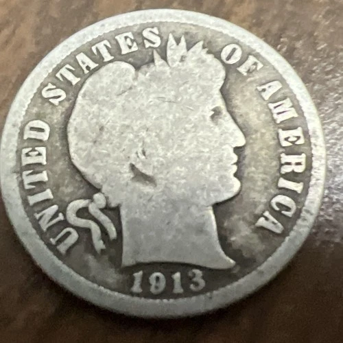 1913 Barber Liberty Head Dime 90% silver Actual coin Worth To Fill A Spot