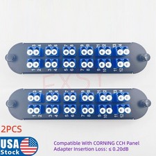 2Pcs Fiber Optical Adapter Panel 12 LC Duplex SM Compatible CORNING CCH-CP24-A9