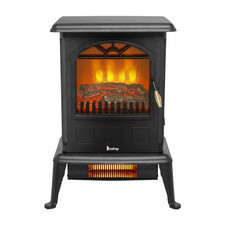 17 in. Freestanding Infrared Electric Fireplace in Black