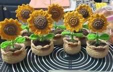 Crochet Sunflower Pot Handmade Accessory Home Decor