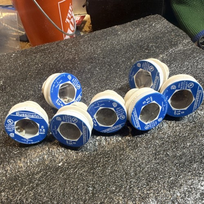 #ad Bussmann 15S Plug Fuses 15A Time Delay Blue White Type S Lot of 7 $12.95