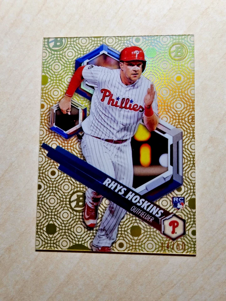 2018 Topps High Tek RC Rhys Hoskins Rookie Gold Diffractor /50 SSP #RHT-RH 💥💥 - Image 4 of 4