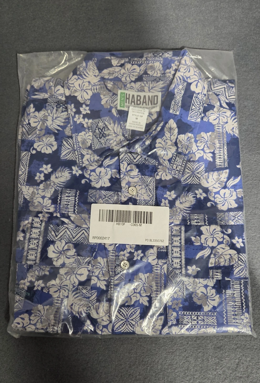 HABAND NWT Men's Blue Hawaiian Shirt Size medium