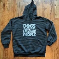 "Dogs Are My Favorite People" Black Quilted Woman  s Size Large Hoodie