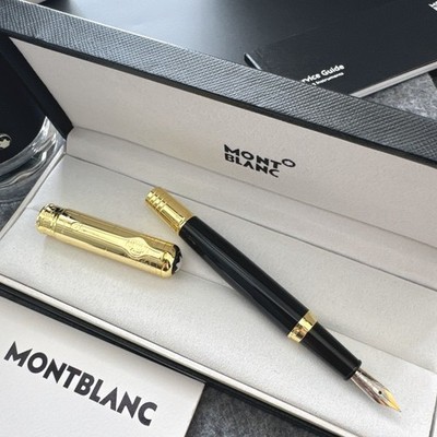 Mont Blanc Black Resin Barrel Gold Cap Fountain Pen